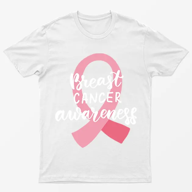 White Cancer Pink Ribbon Awareness T-Shirt