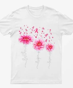 White Faith Love Hope Breast Cancer Awareness T-Shirt