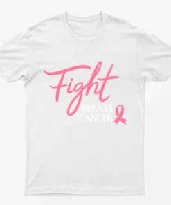 White Fight Breast Cancer Pink Ribbon T-Shirt