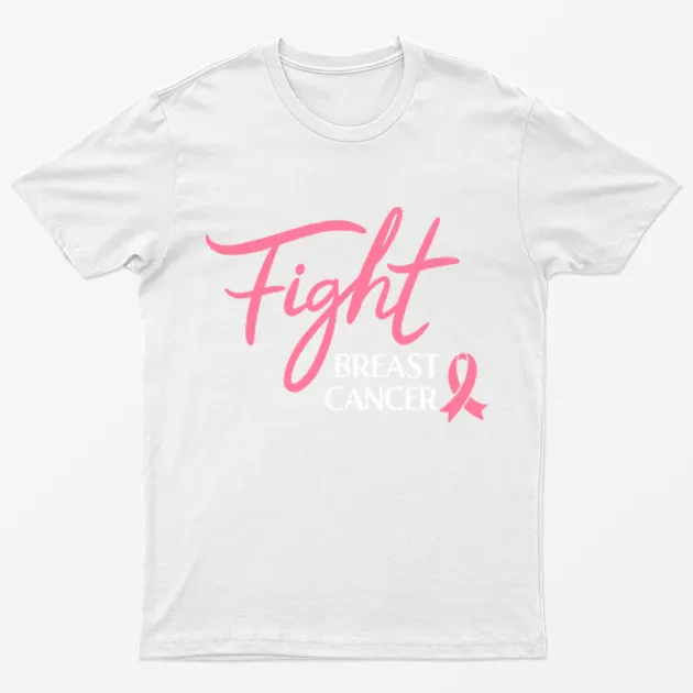 White Fight Breast Cancer Pink Ribbon T-Shirt