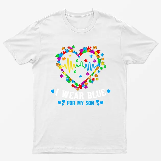 White I Wear Blue For My Som Autsim Day T-Shirt