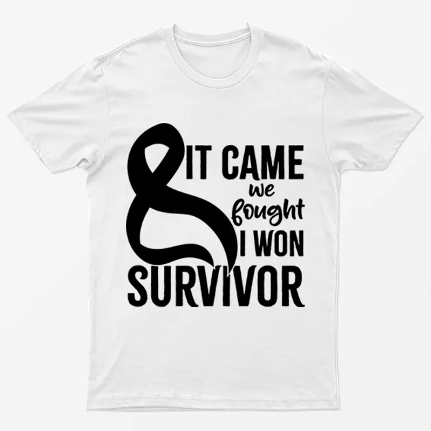 White It Came We Fought I Won Breast Cancer T-Shirt