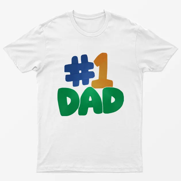 White No 1 Dad T-Shirt
