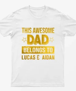 White Personalised Awesome Dad Graphic T-Shirt