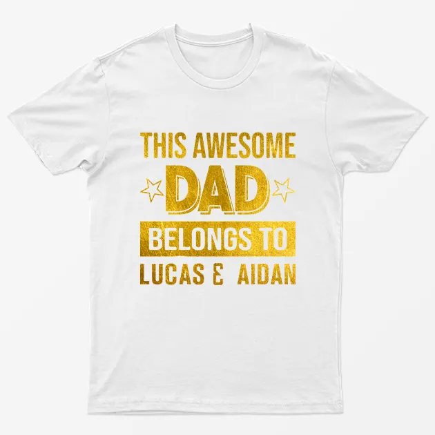 White Personalised Awesome Dad Graphic T-Shirt