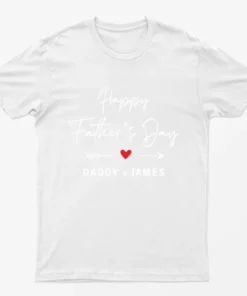 White Personalised Happy Fathers Day Graphic T-Shirt