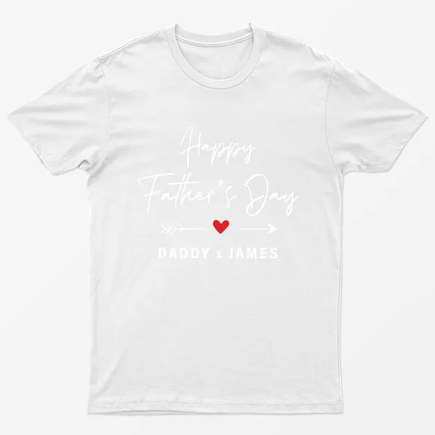 White Personalised Happy Fathers Day Graphic T-Shirt