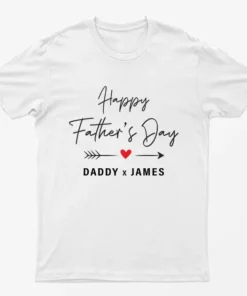 White Personalised Happy Fathers Day T-Shirt