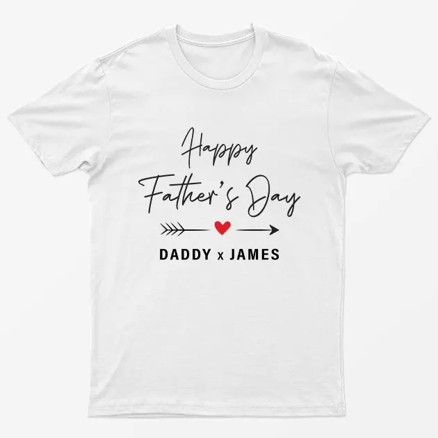 White Personalised Happy Fathers Day T-Shirt