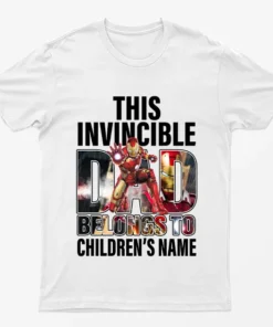 White Personalised Invincible Dad Belongs to T-Shirt