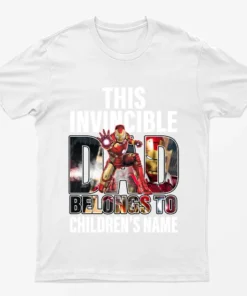 White Personalised Invincible Dad T-Shirt