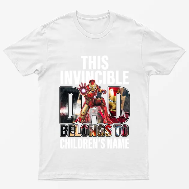 White Personalised Invincible Dad T-Shirt