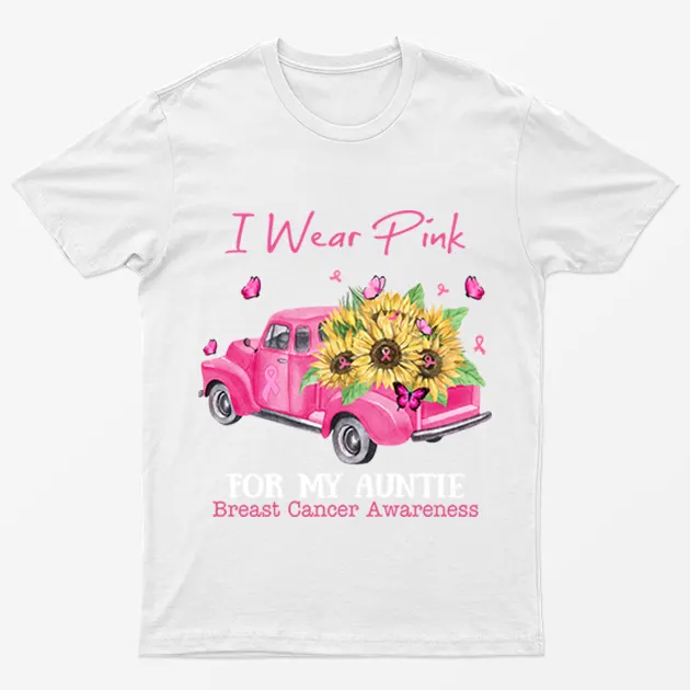 White Pink Car Breast Cancer Awareness T-Shirt