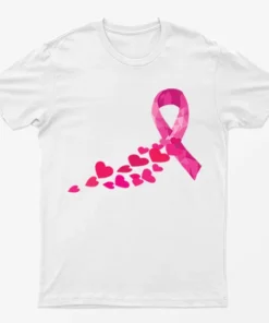 White Pink Hearts Breast Cancer Awareness T-Shirt