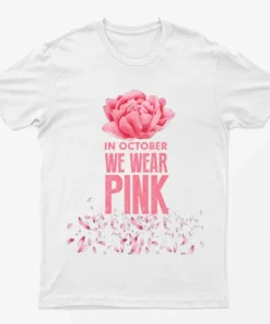 White Pink Petals Breast Cancer Awareness T-Shirt