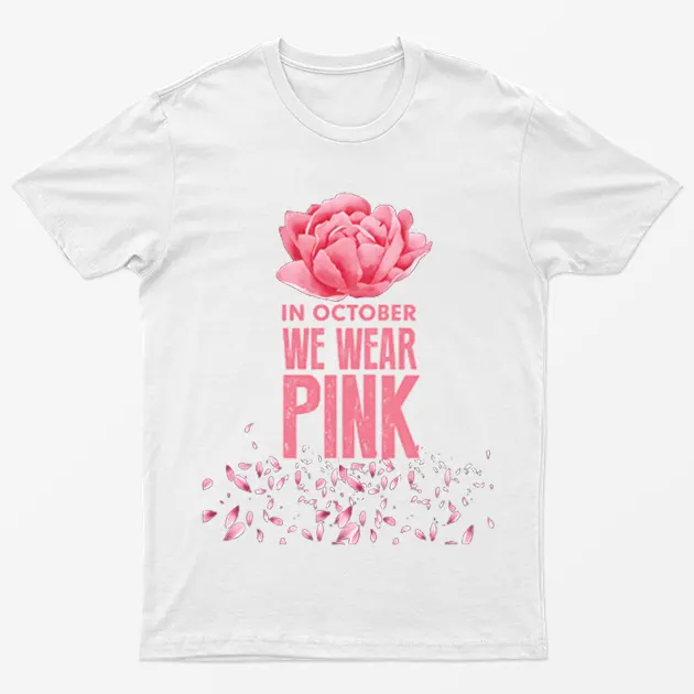 White Pink Petals Breast Cancer Awareness T-Shirt