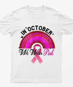 White Pink Rainbow Breast Cancer Awareness T-Shirt