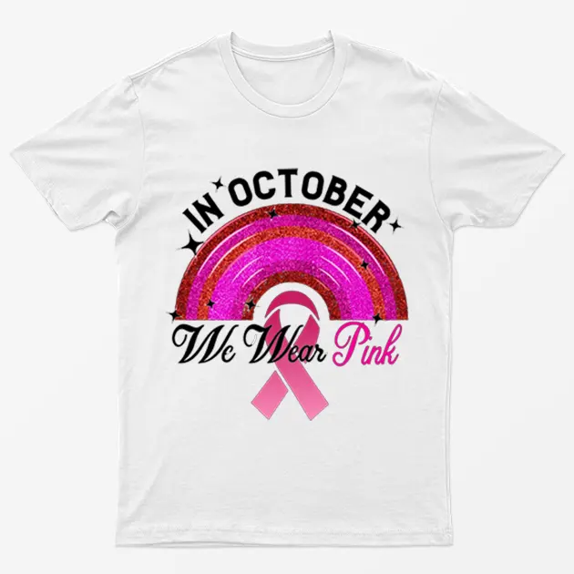 White Pink Rainbow Breast Cancer Awareness T-Shirt