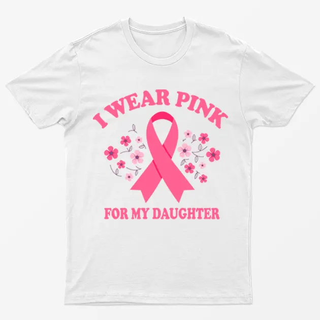 White Pink Ribbon for My Daughter Breast Cancer T-Shirt