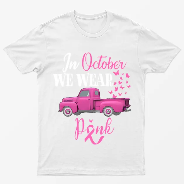 White Pink butterflies Breast Cancer Awareness T-Shirt
