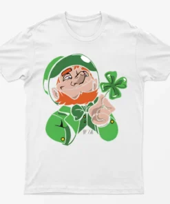 White St Patricks Day Flower Leaf Graphic T-Shirt