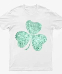 White St Patrick's Day Grunchy Leaf  T-Shirt