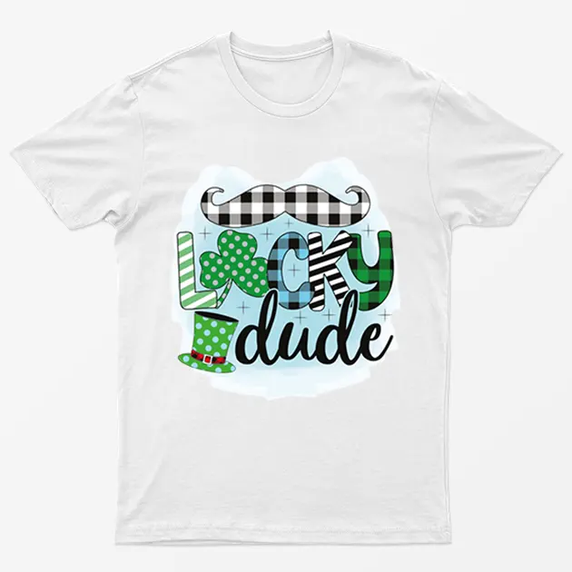 White St Patrick's Day Lucky Dude T-Shirt
