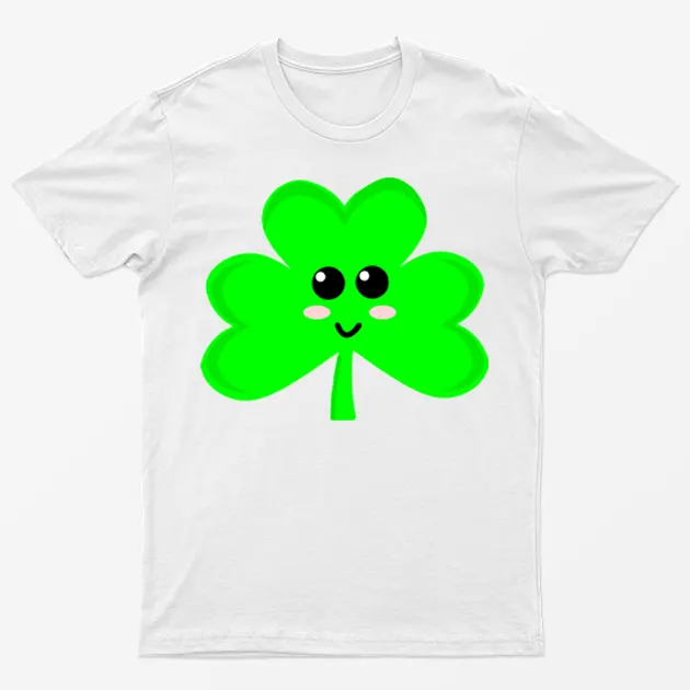 White St Patrick's Day Smiling leaf T-Shirt