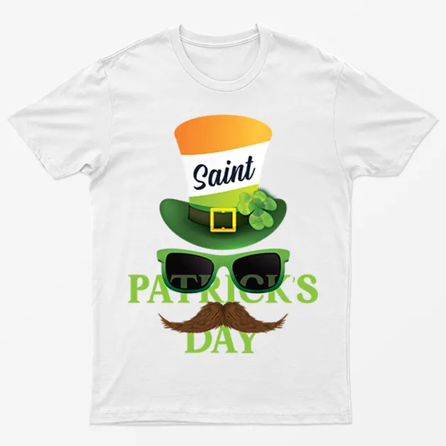 White St Patricks Day Sun Glasses Men T-Shirt