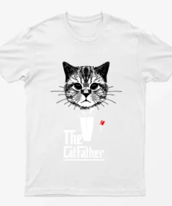 White The Cat Father T-Shirt
