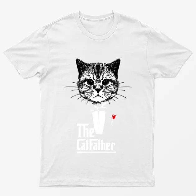 White The Cat Father T-Shirt