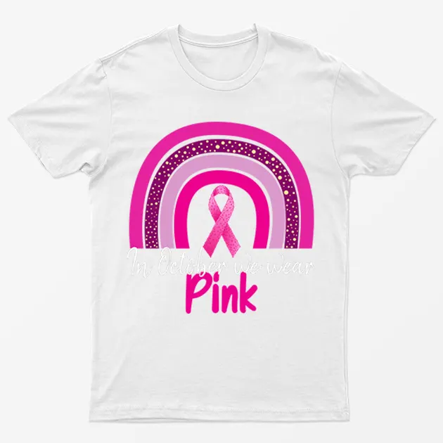 White We Wear Pink Breast Cancer Awareness T-Shirt