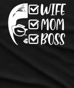 Wife Mom Boss Checked T-Shirt