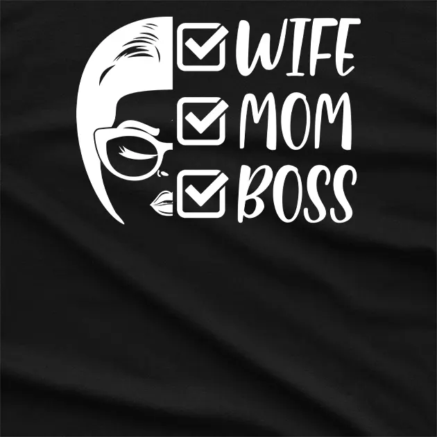 Wife Mom Boss Checked T-Shirt