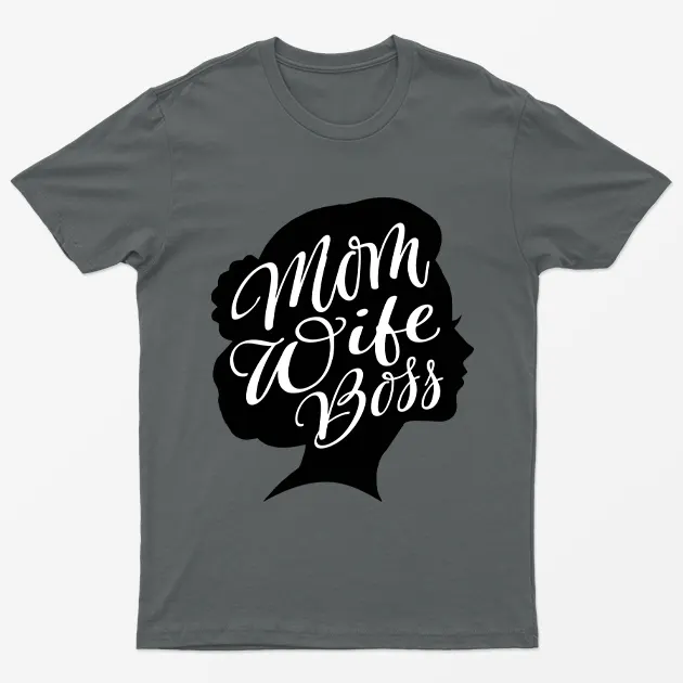 Charcoal Wife Mom Boss Mothers Day Graphic T-Shirt
