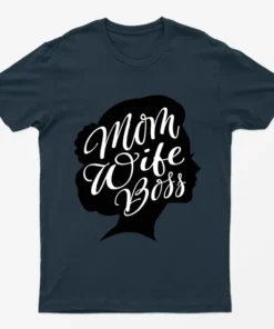 Navy Blue Wife Mom Boss Mothers Day Graphic T-Shirt