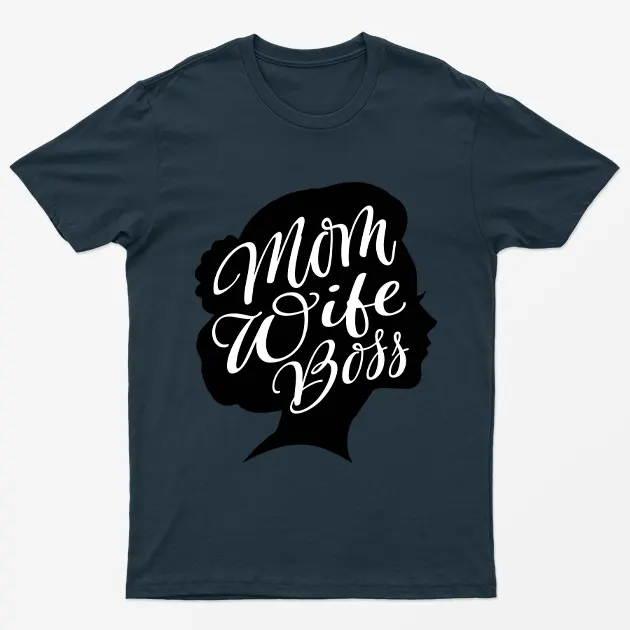Navy Blue Wife Mom Boss Mothers Day Graphic T-Shirt