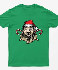 Irish Green Winking Santa Christmas T-Shirt
