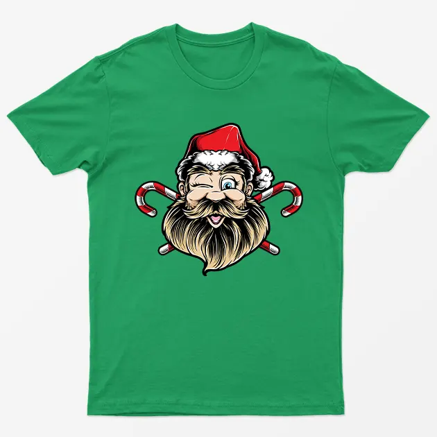 Irish Green Winking Santa Christmas T-Shirt