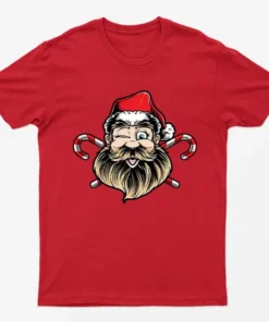 Red Winking Santa Christmas T-Shirt