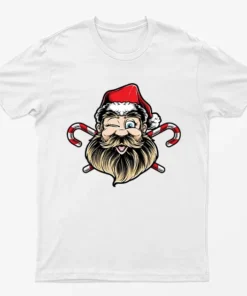 White Winking Santa Christmas T-Shirt