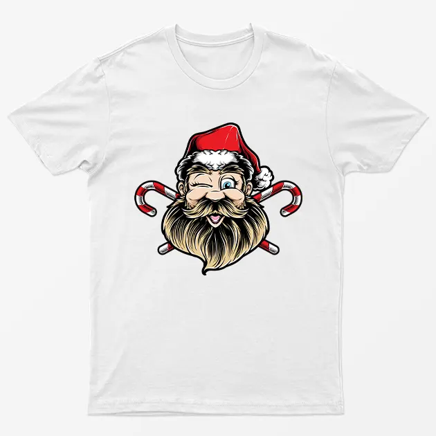 White Winking Santa Christmas T-Shirt