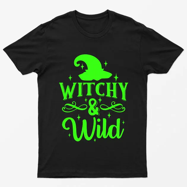 Black Witchy and Wild Neon Green T-Shirt