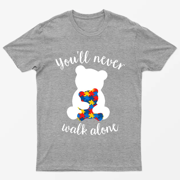 Sport Grey You Will Never Walk Alone Bear Autism T-Shirt