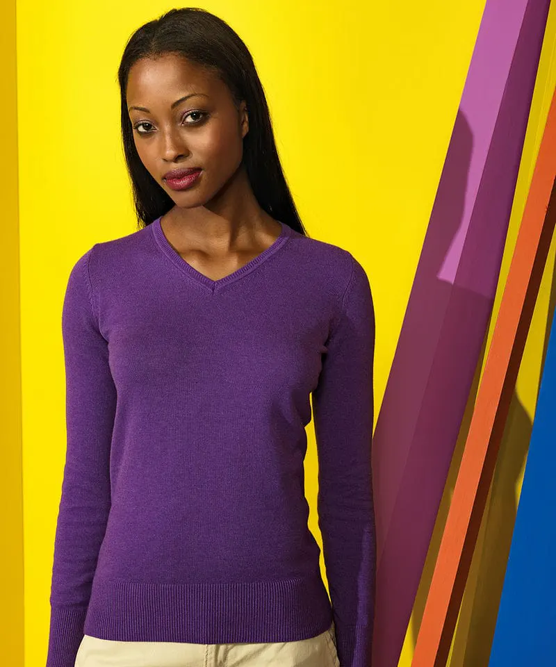 Asquith & Fox Womens Cotton Blend V Neck Sweater