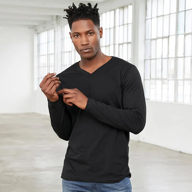 Bella Canvas Mens Unisex Triblend Long Sleeve V Neck T Shirt