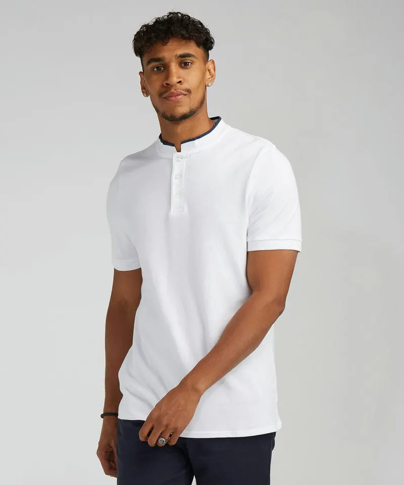 Front Row Mens Stand Collar Stretch Polo Shirt