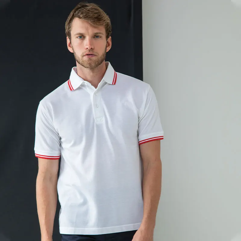 Henbury Mens 65/35 Tipped Pique Polo Shirt