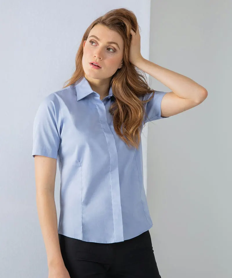 Henbury Womens Short Sleeve Oxford Shirt