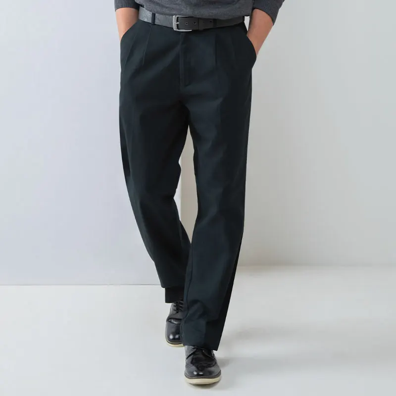 Henbury Mens Teflon Coated Double Pleated Chino Trousers